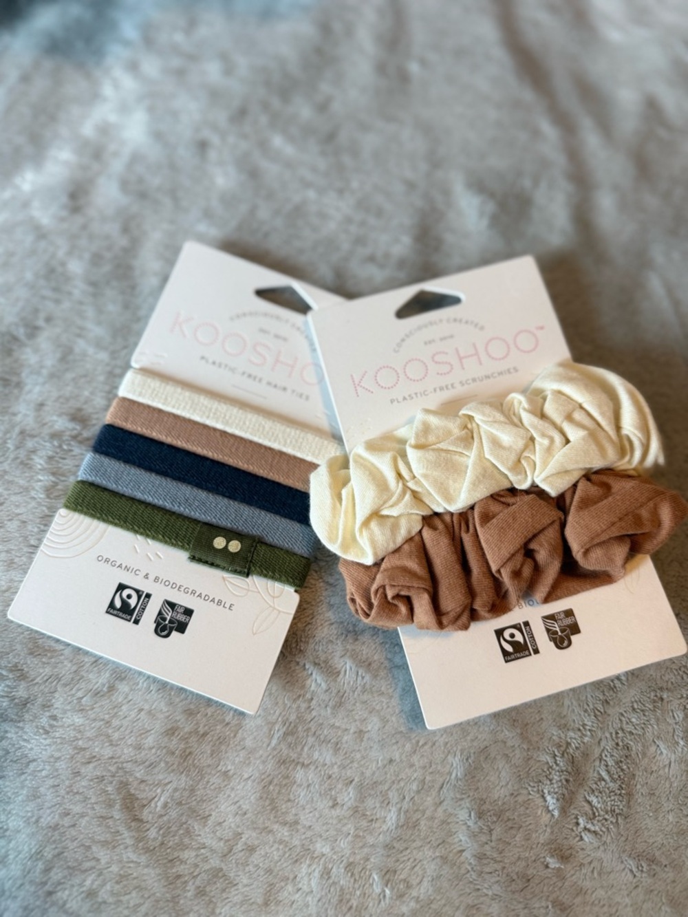 Kooshoo Scrunchie & Hair Tie Pack — Cream, Brown, Olive, Navy, blue